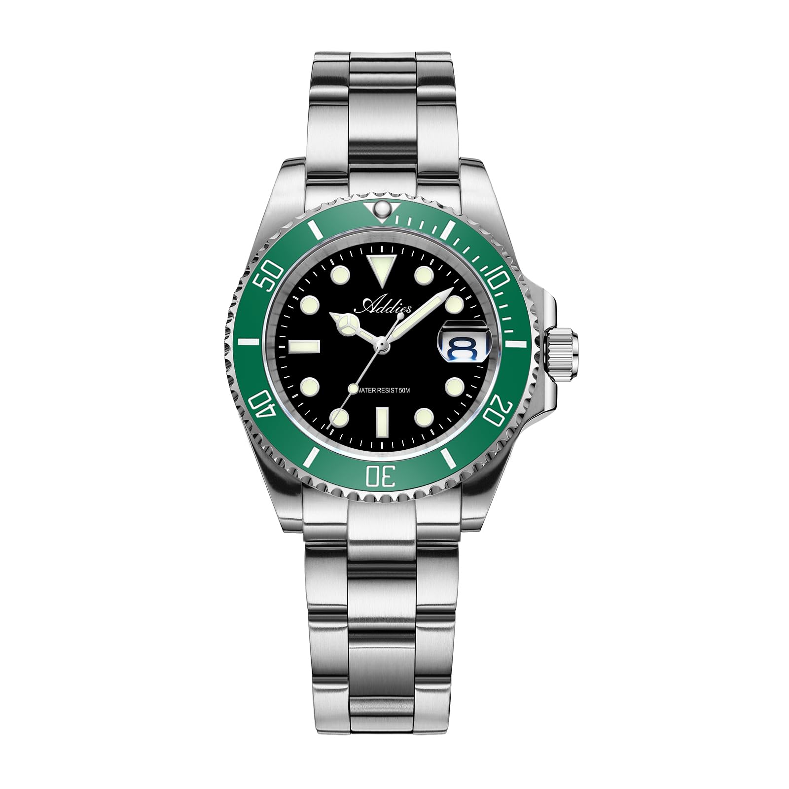 addies Orologio da donna da 36 mm, in argento, resistente all'acqua fino a 50 m, display analogico con data BGW, orologio delicato luminoso per le donne