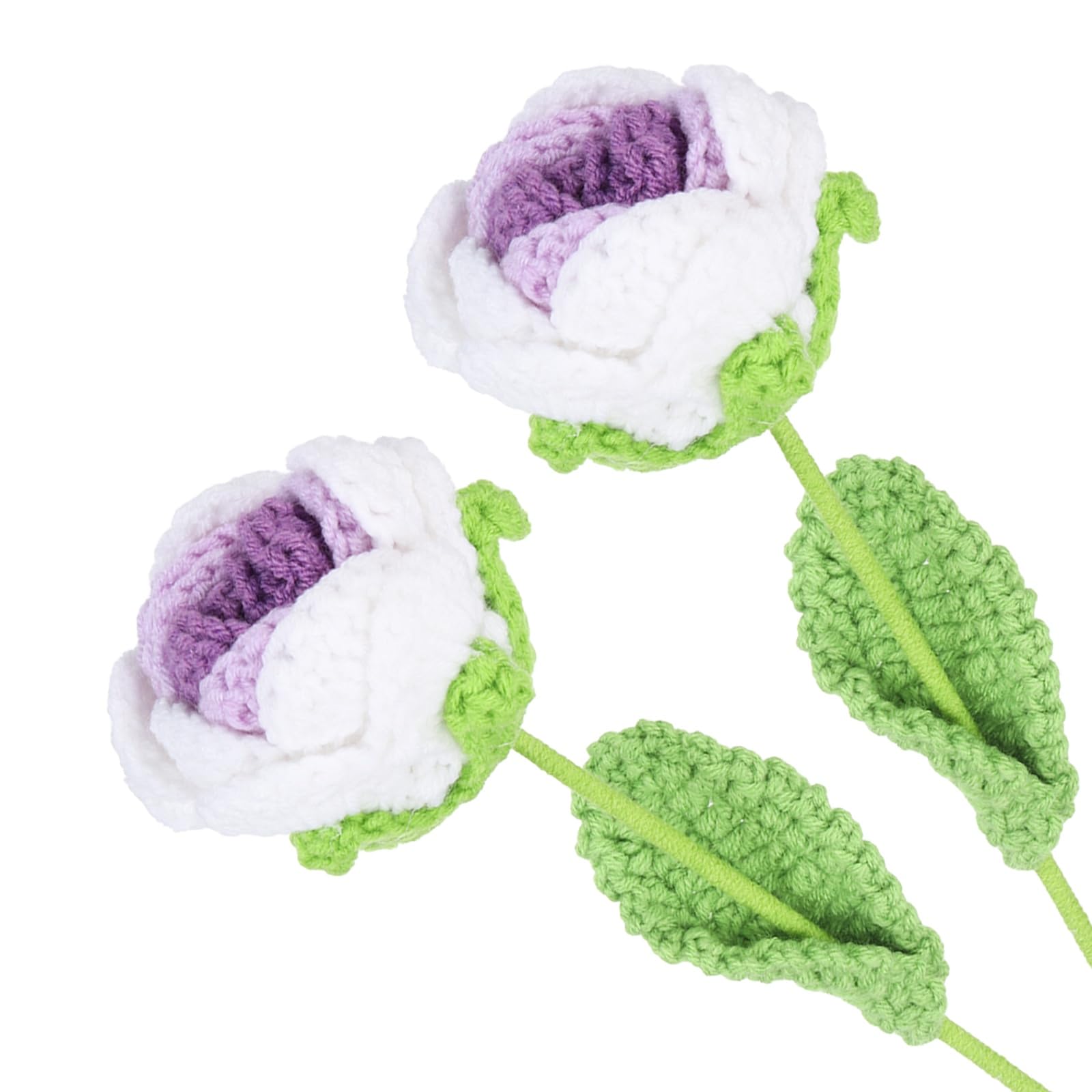sourcing map 2Pcs Crochet Flower, Rose Handmade Knitted Bouquet Crochet Artificial Flowers for Home Decor Mother's Day Birthday Wedding Graduation Bouquet, Purple Gradient