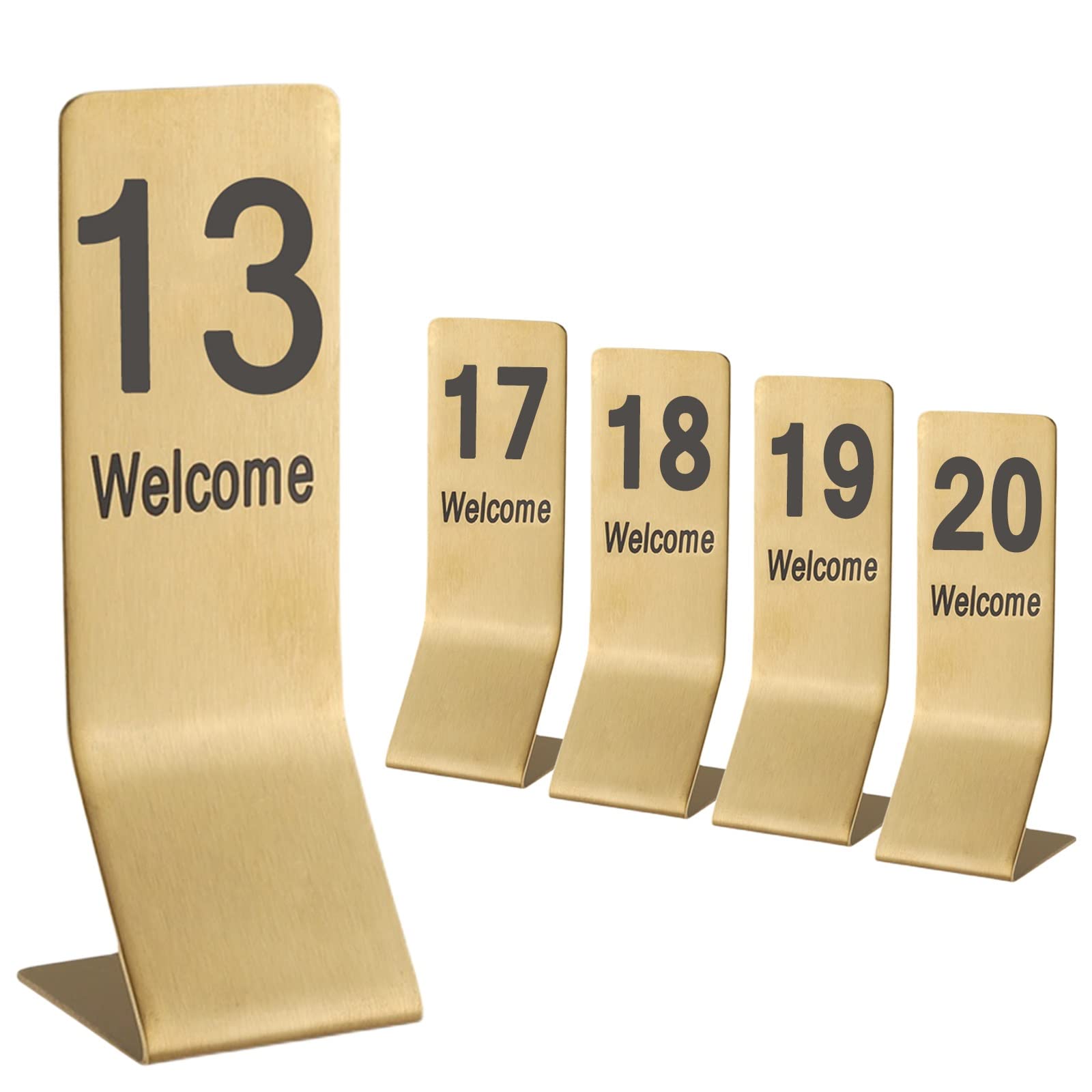 SaryEdge Table Numbers For Weddings Receptions, 1-10/20 Table Cards Stainless Steel, Metal Number Tags Upstanding, Smooth Surface, Place Cards For Restaurants,Gold-1??10è?