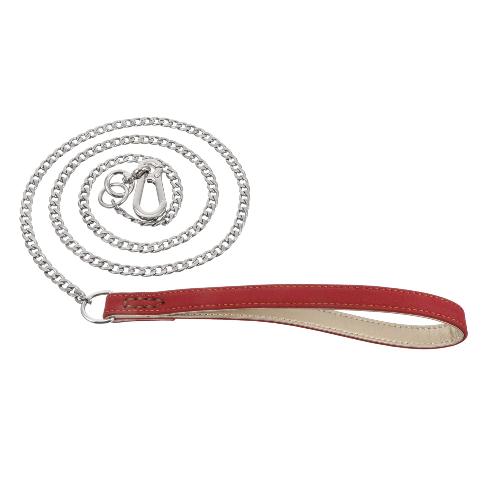 Laisse acier inoxydable pour moyenne taille avec cuir de dressage