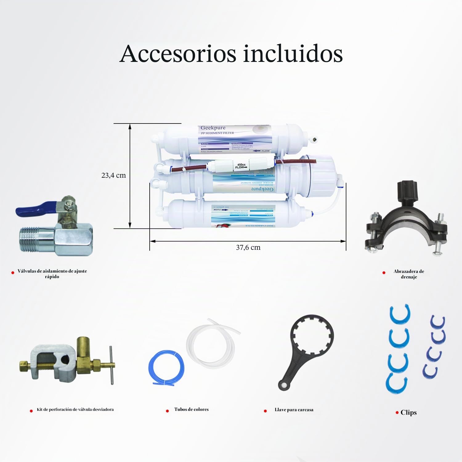 Sistema de filtro de agua de ósmosis inversa de 3 etapas para acuario-encimera -100GPD