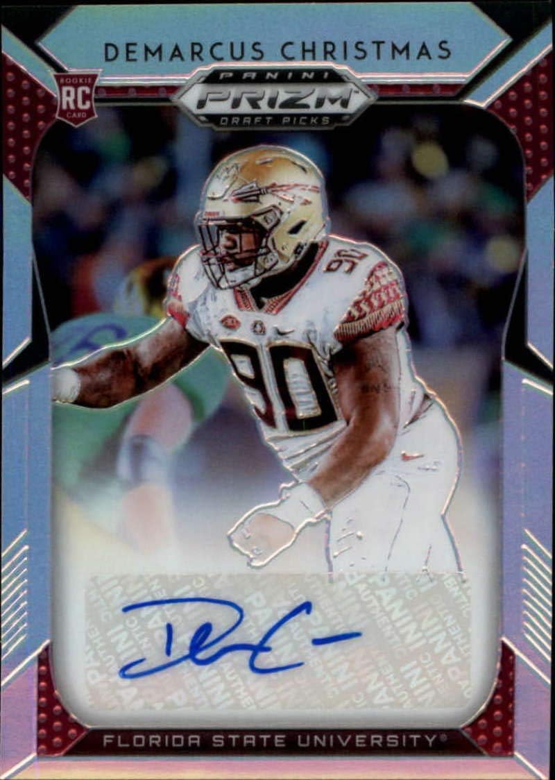2019 Prizm Draft Picks Football Silver Prizm Autograph #179 Demarcus Christmas Florida State Seminoles RC Rookie Auto Panini NFL Collegiate Card