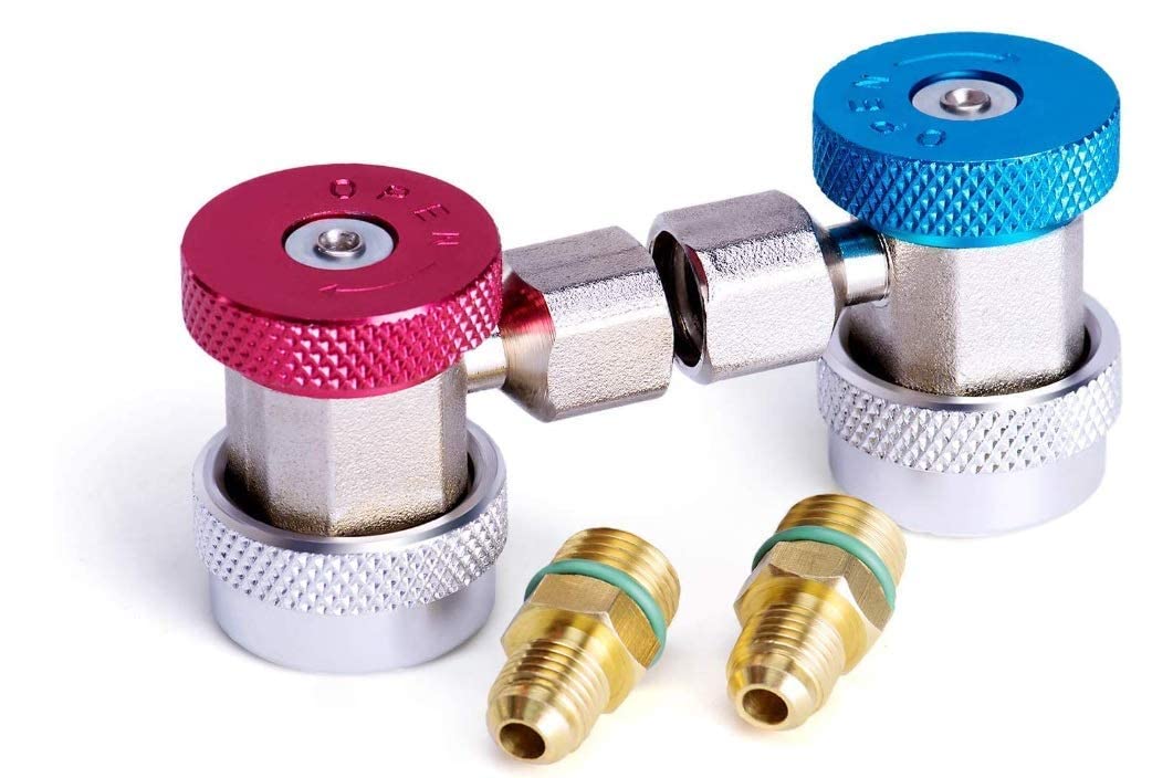 HOXYN Adjustable R134A Adapter Fittings Quick Coupler Tool Kit - High & Low Pressure AC Freon Manifold Gauge Hose Conversion Kit - Set of 2 Pieces (B09MN2PDHP) Amazon Price History, Amazon Price Tracker