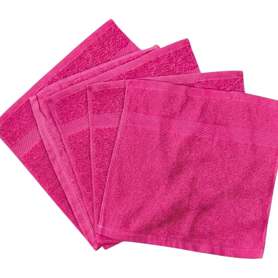 Diamond Tex Pack of 6, 12, 24, 36, 48, 96 Face Cloth 100% Egyptian Cotton Soft Flannels Set Quick Absorbent Washcloth 500-GSM Gym, Golf Hand Wash Towels 30x30cm (Pink, 24) โ image 1