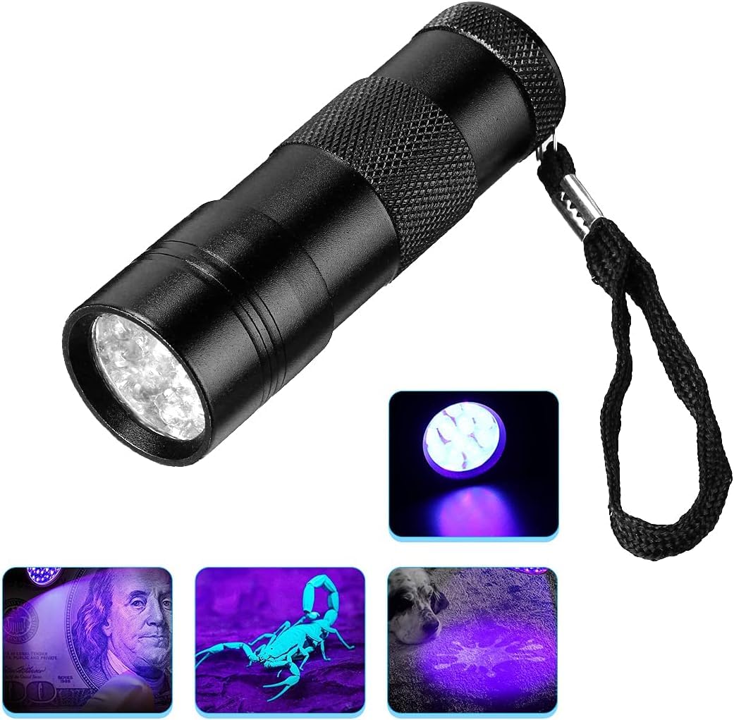 REES52 UV Flashlight Black Lite, Sushyot 12 LED 395Nm Ulbanic Blacklight, Portable Mini Torch Light Stomach Urinary Detector dog/cat urine, dried stains, bed bag REES52 UV Flashlight Black Lite, Sushyot 12 LED 395Nm Ulbanic Blacklight, Portable Mini Torch Light Stomach Urinary Detector dog/cat urine, dried stains, bed bag