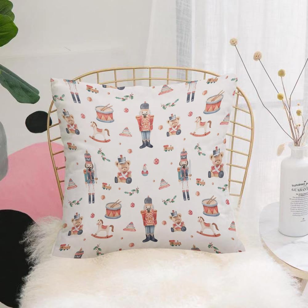 Hyosxw Nutcracker Seamless Pattern. Watercolor Patt - A5 Cushion Cover,Throw Pillow Case Home Decorative For Living Room Bedroom Sofa Chair 18X18 Inch,Nutcracker Seamless Pattern. Watercolor Pattern Is Ideal For Wrapping Paper Bab,Pillowcase 45X45cm