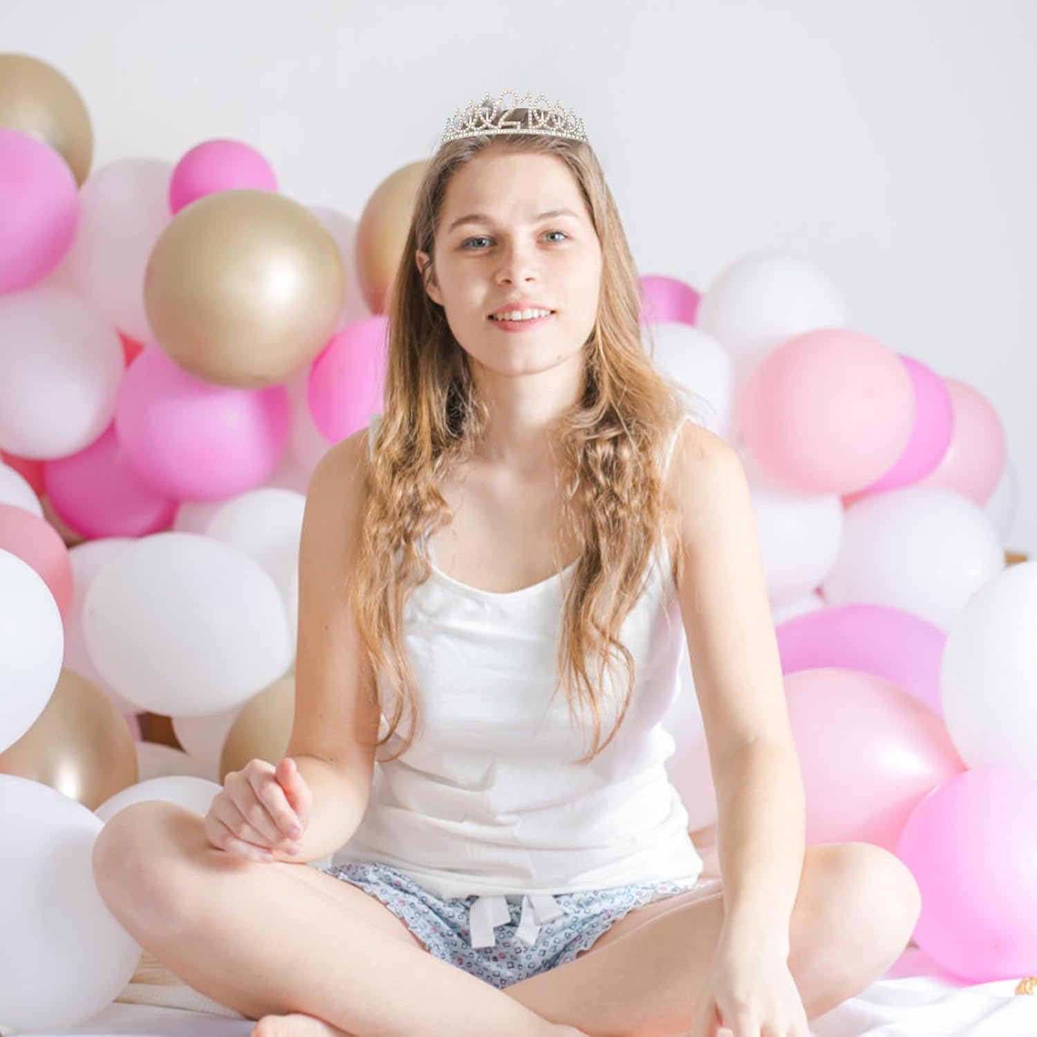 21st Birthday Crowns and Sash for Women, Princess Tiara Sash Set Elegant Sliver Crown with Combs for Girls, 21st Birthday Decorations for Her Party Hair Accessories Gifts - Image 3