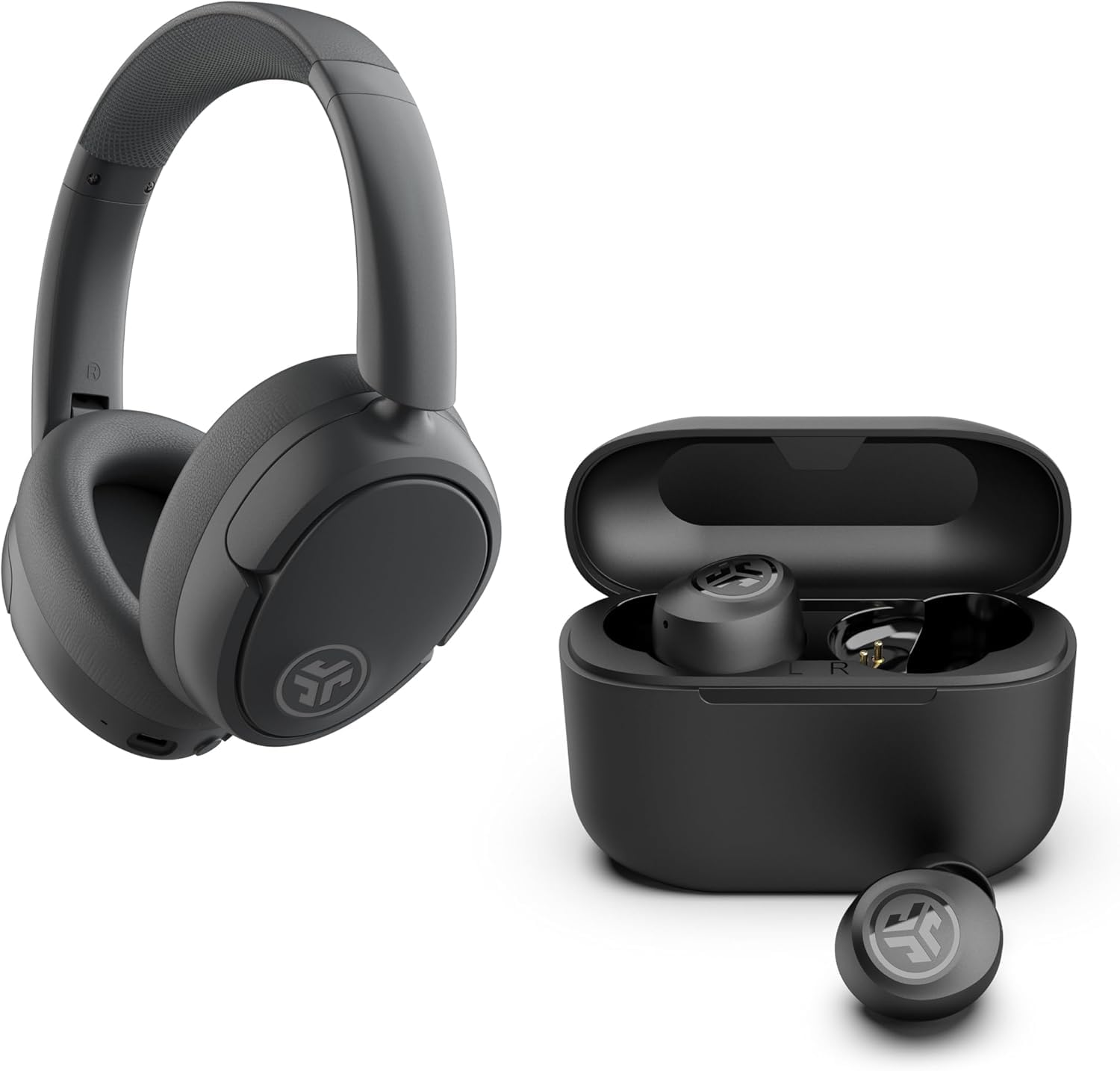 jlab black audio bundle headset and earbuds with anc