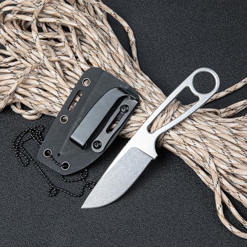 Fixed Blade Knife with Sheath, Pocket Fixed Blade Knife with Cord to Hang and Back Clip, Multi-Purpose Knives for Everyday Carrying, Father's Day knife