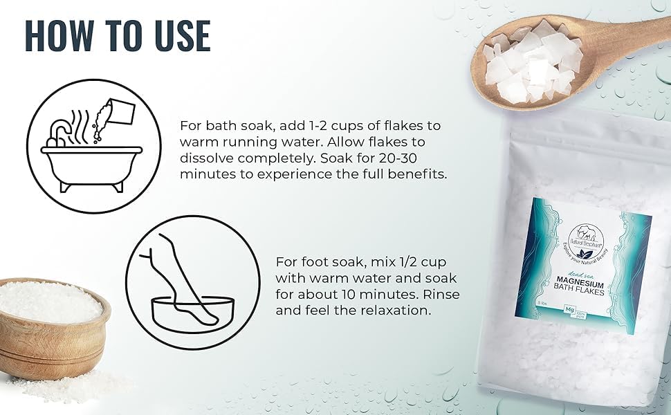 Miniatura 8 de Natural Elephant Copos de baño de magnesio del Mar Muerto, 8 onzas, tamaño de viaje (8.01 oz), cloruro de magnesio puro para cuerpo y pie, alta