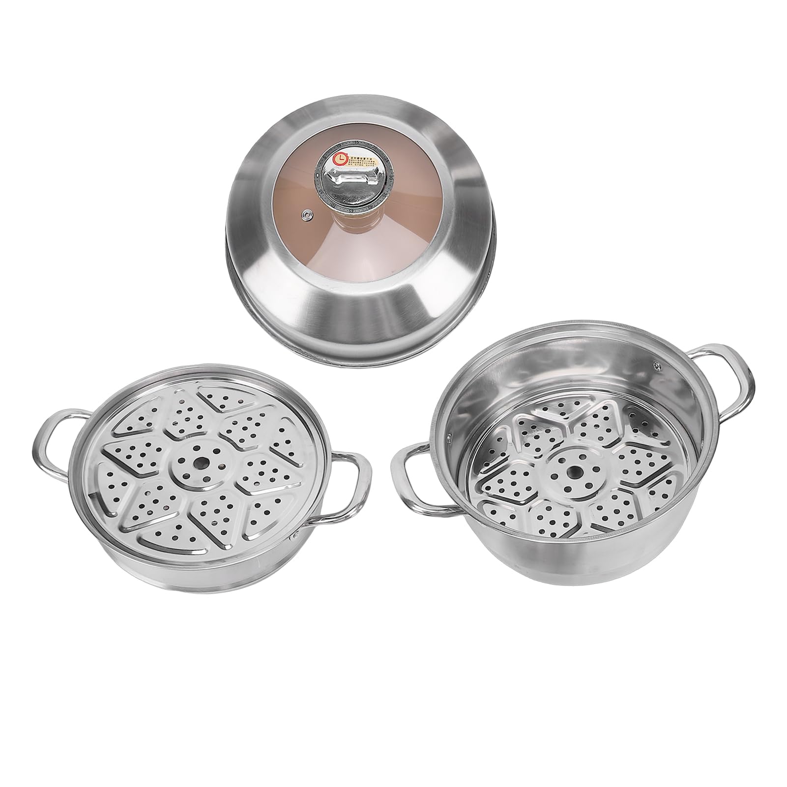 PUSOKEI Olla de de 3 Capas de Acero Inoxidable con Temporizador para Cocina de Inducción, Olla de Cocción Multifunción de Gran Capacidad para Uso Familiar