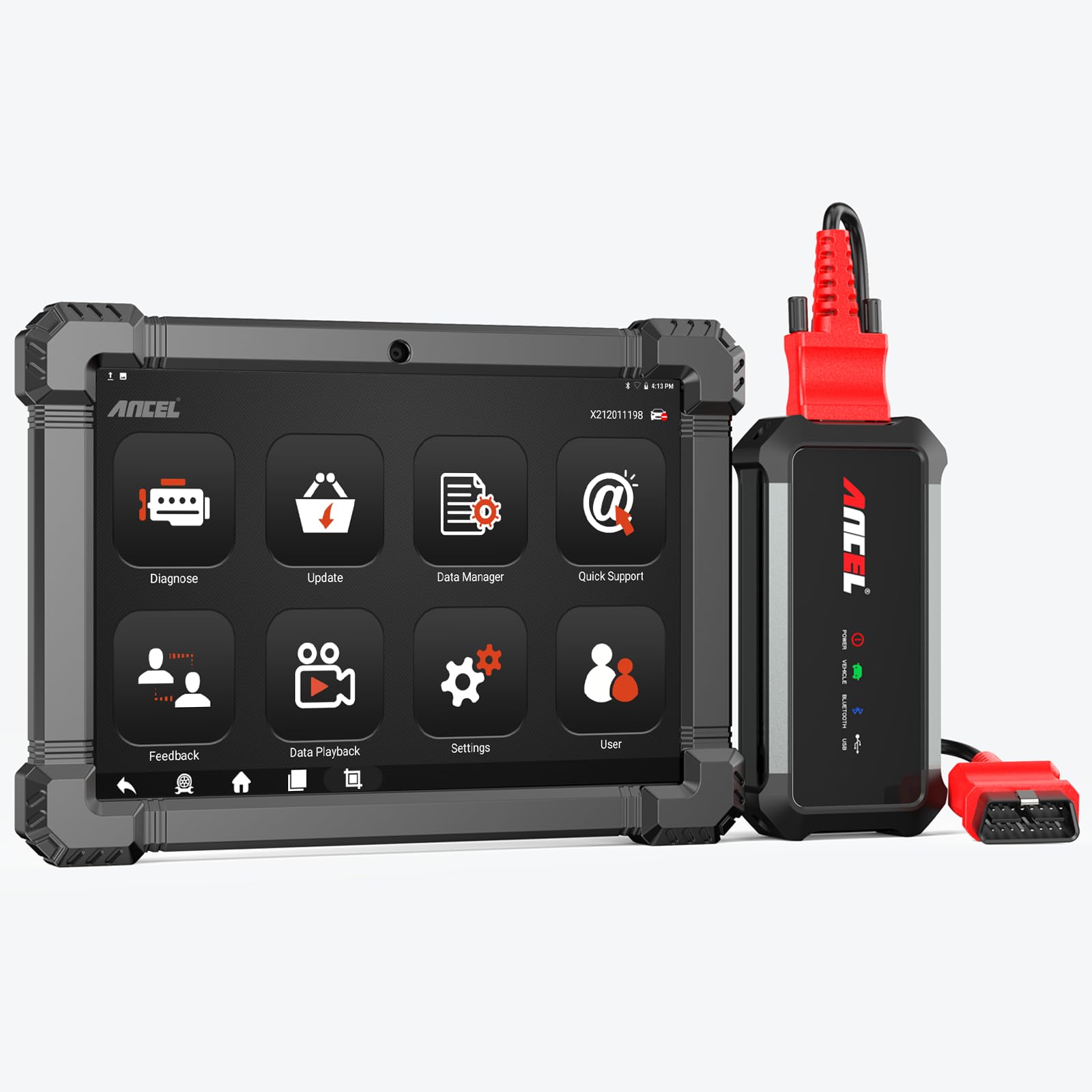 Ancel X7HD Heavy Duty Truck Scanner OBD2 Diagnostic Tool w/ DPF，ECU Coding，Diesel Bidirectional Control，Full System Diagnostic 15+ Reset Service Cummins，Detroit，Caterpillar，Paccar，Black (AL-X7HD)