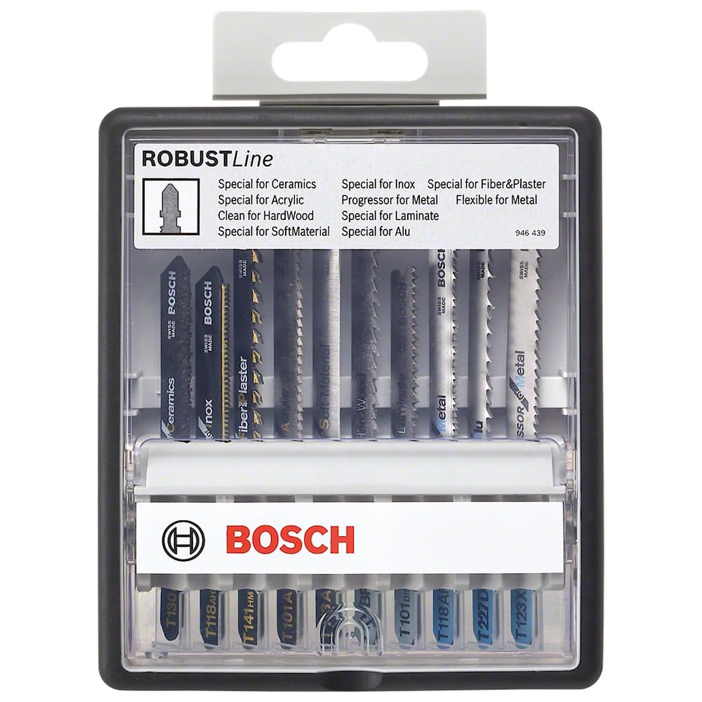 Bosch Profesional 10-częściowy zestaw brzeszczotów do wyrzynarek Top Expert Robust Line, chwyt teowy T 130 RIFF; T 118 AHM; T 141 HM; T 101 A; T 113 A; T 101 BF; T 101 BIF; T 118 AF; T 227 D; T 123 X