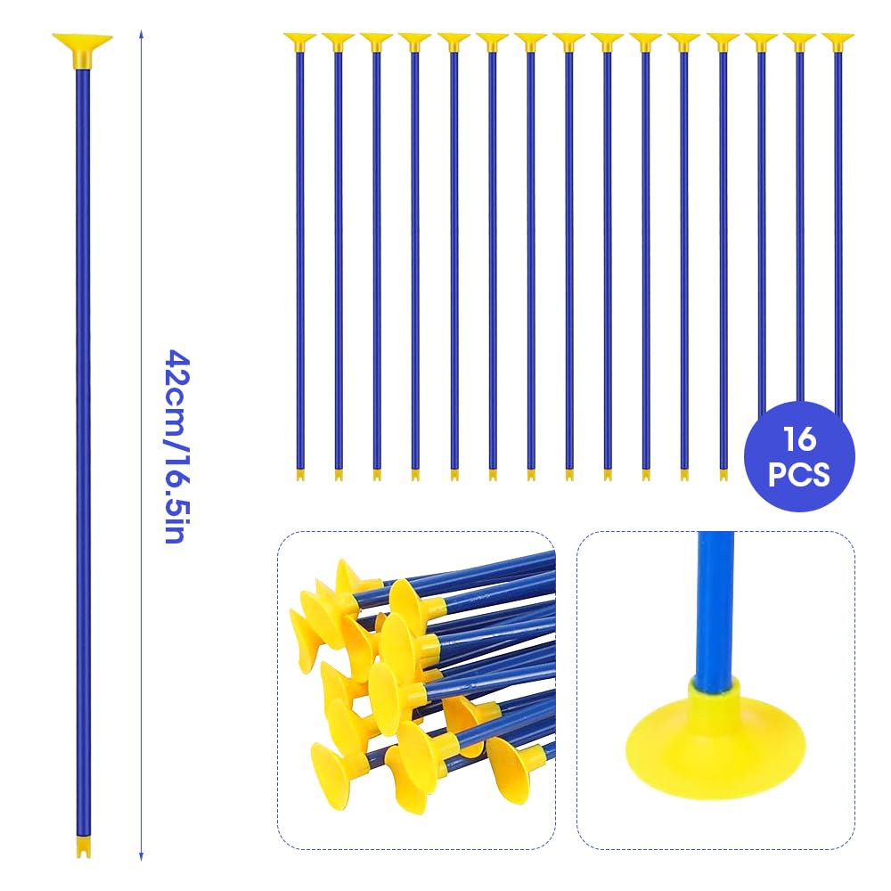 16 Flèches à Ventouse Lotvic – Pour Arc Enfant, ABS, Bleu/jaune, Sûres, Pour Tir Et Jeux