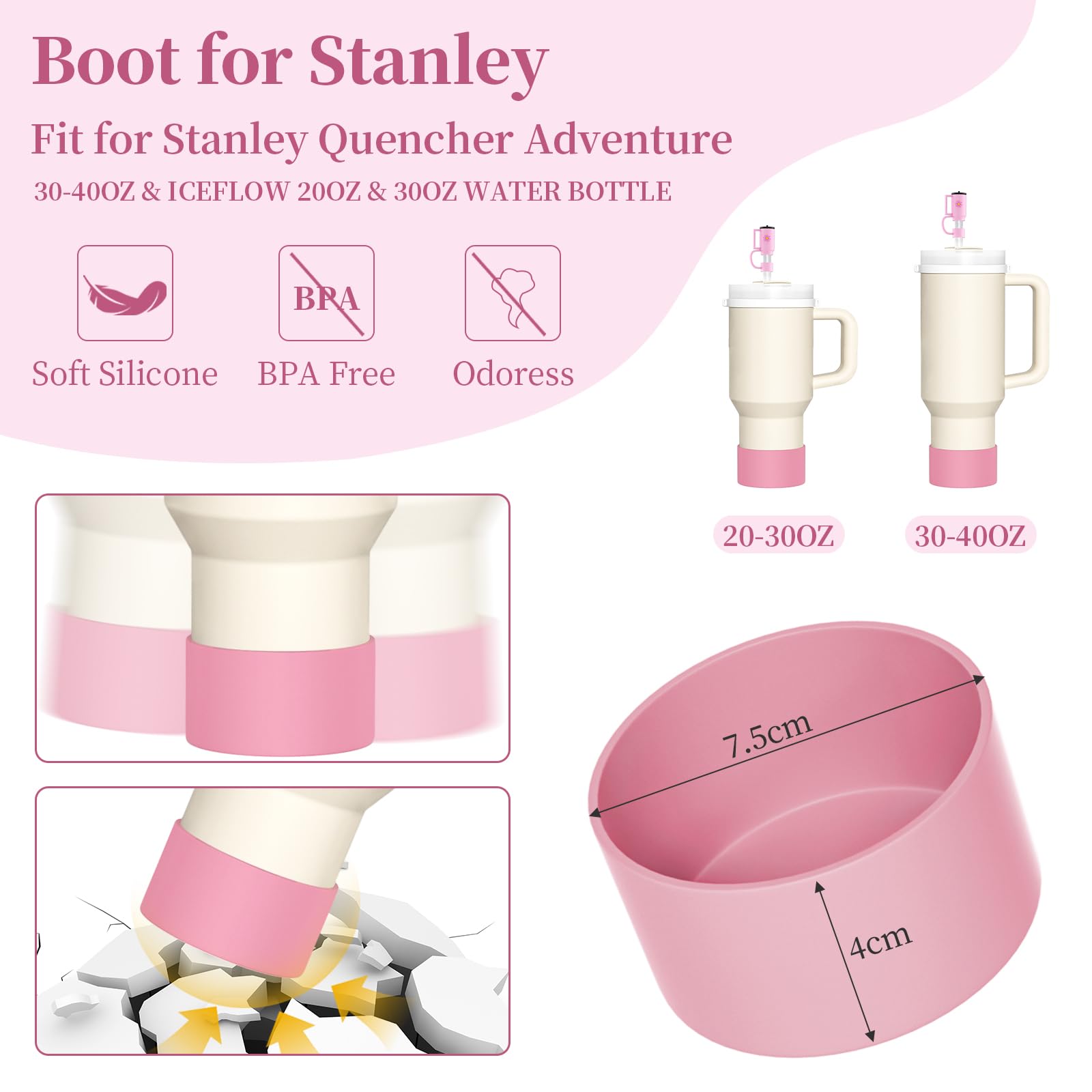 Bzzerumy 7 Pièces Accessoires Stanley Cup - Pailles Couvercle Lanière Pour Stanley Quencher 40 Oz