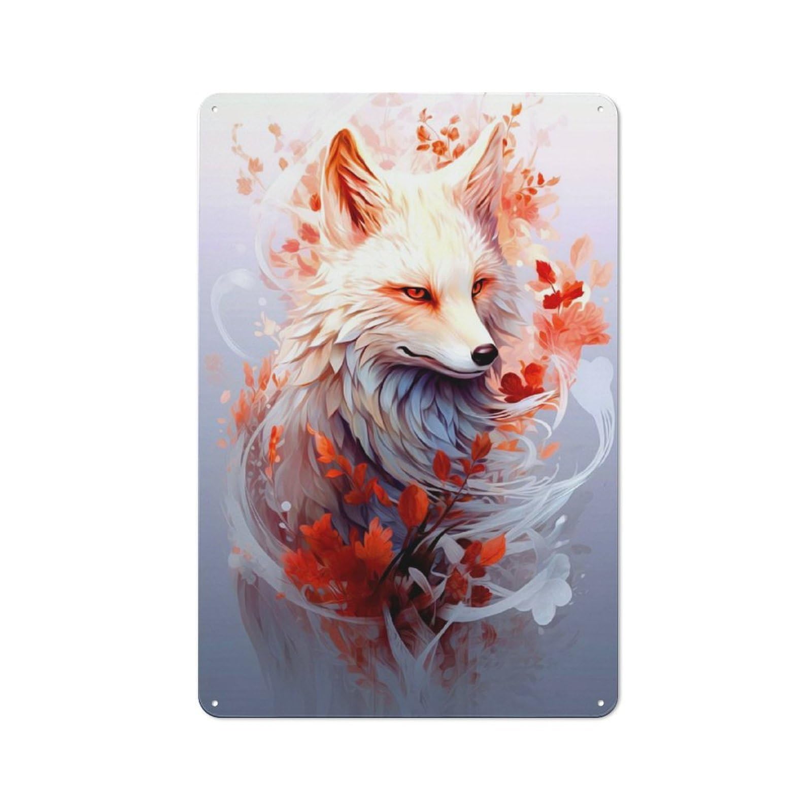 Vintage Tin Sign with Fox Design 30x20cm, Nostalgic Nostalgic Wall Art for Living Room, Hallway, Kitchen Or Cafe
