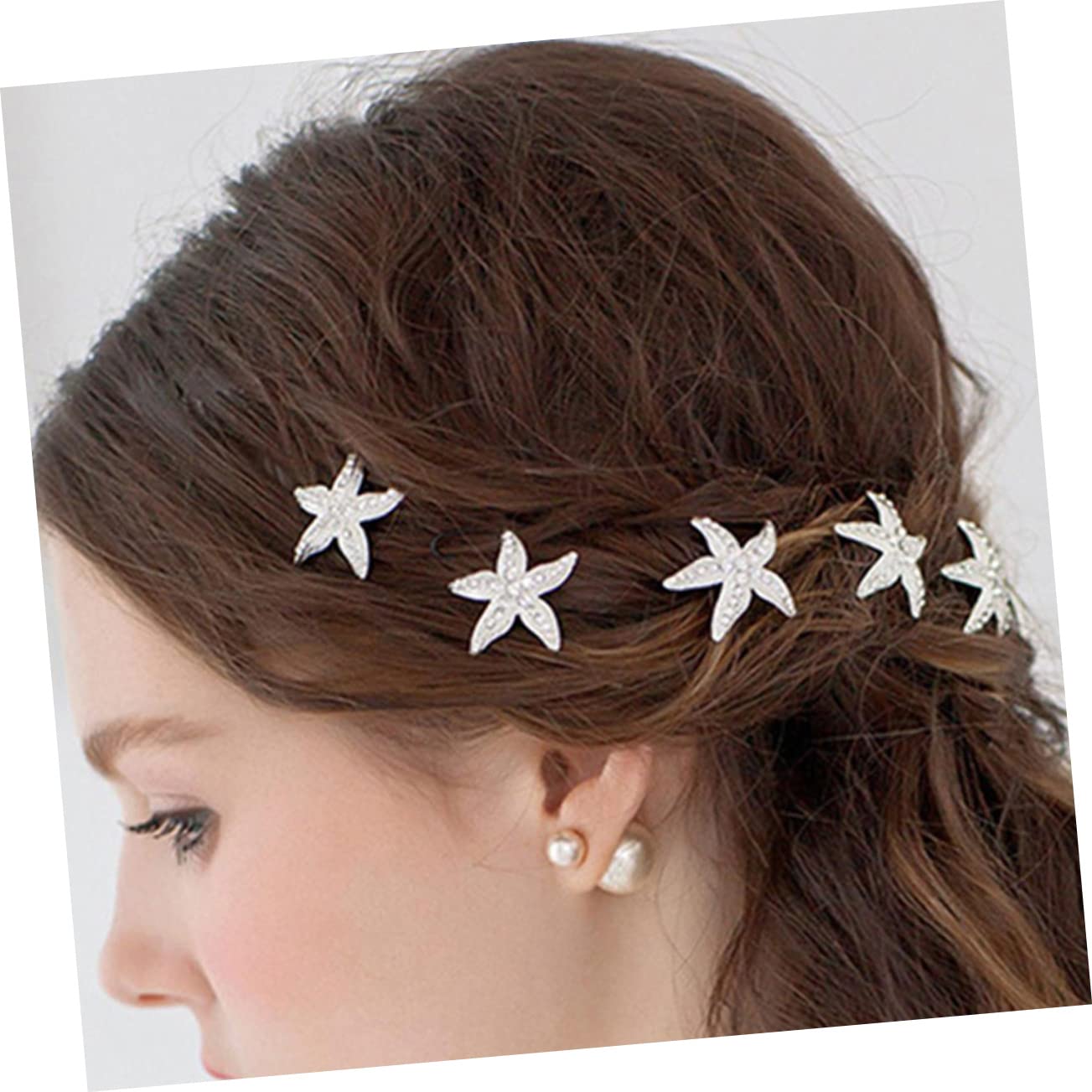 Didiseaon Juego De 5 Horquillas Para El Pelo De Boda Con Forma De Estrella Plateada Y Accesorio Para El Pelo Para Novia Para Fiesta En La Playa Aniversario 4 Unidades X 5