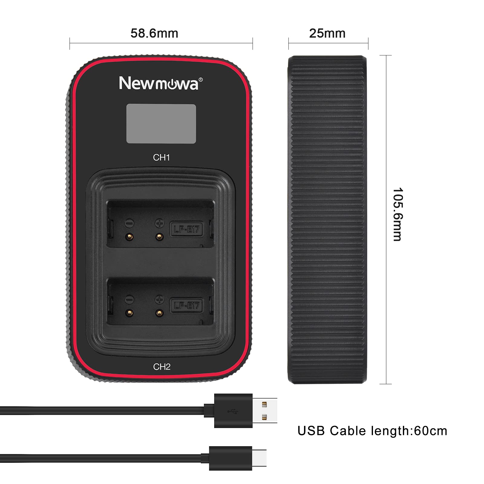 Caricabatterie Doppio USB Per Canon LP-E6/LP-E6N | Con Display LCD | Input Tipo-C - Foto 10