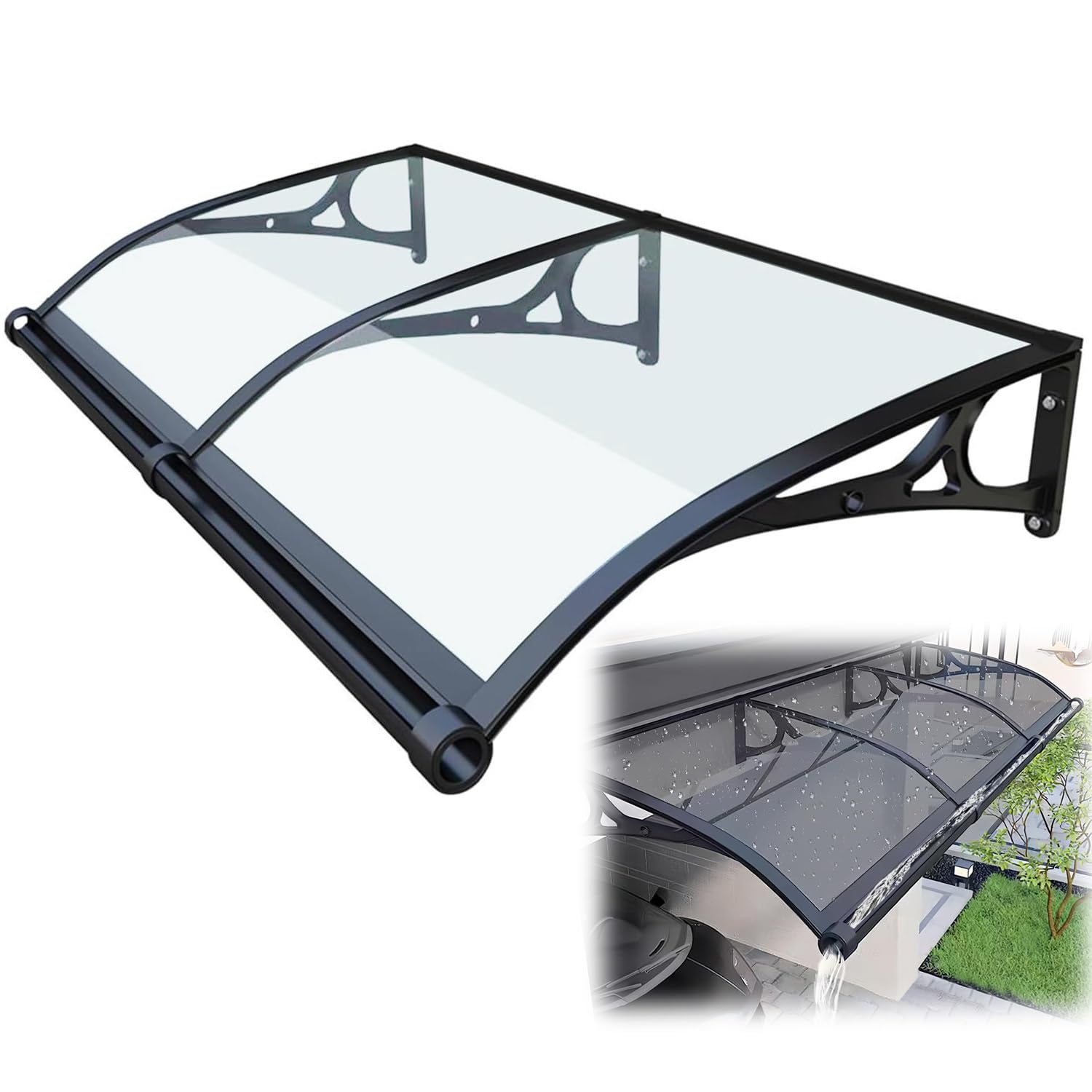 Auvent de porte d'extérieur anti-infiltration avec auvent en polycarbonate