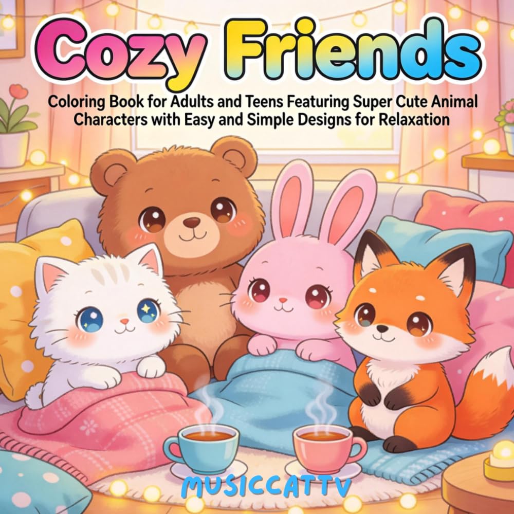 Cozy Friends: Super Cute Animal Friends In Esay & Simple Coloring Book