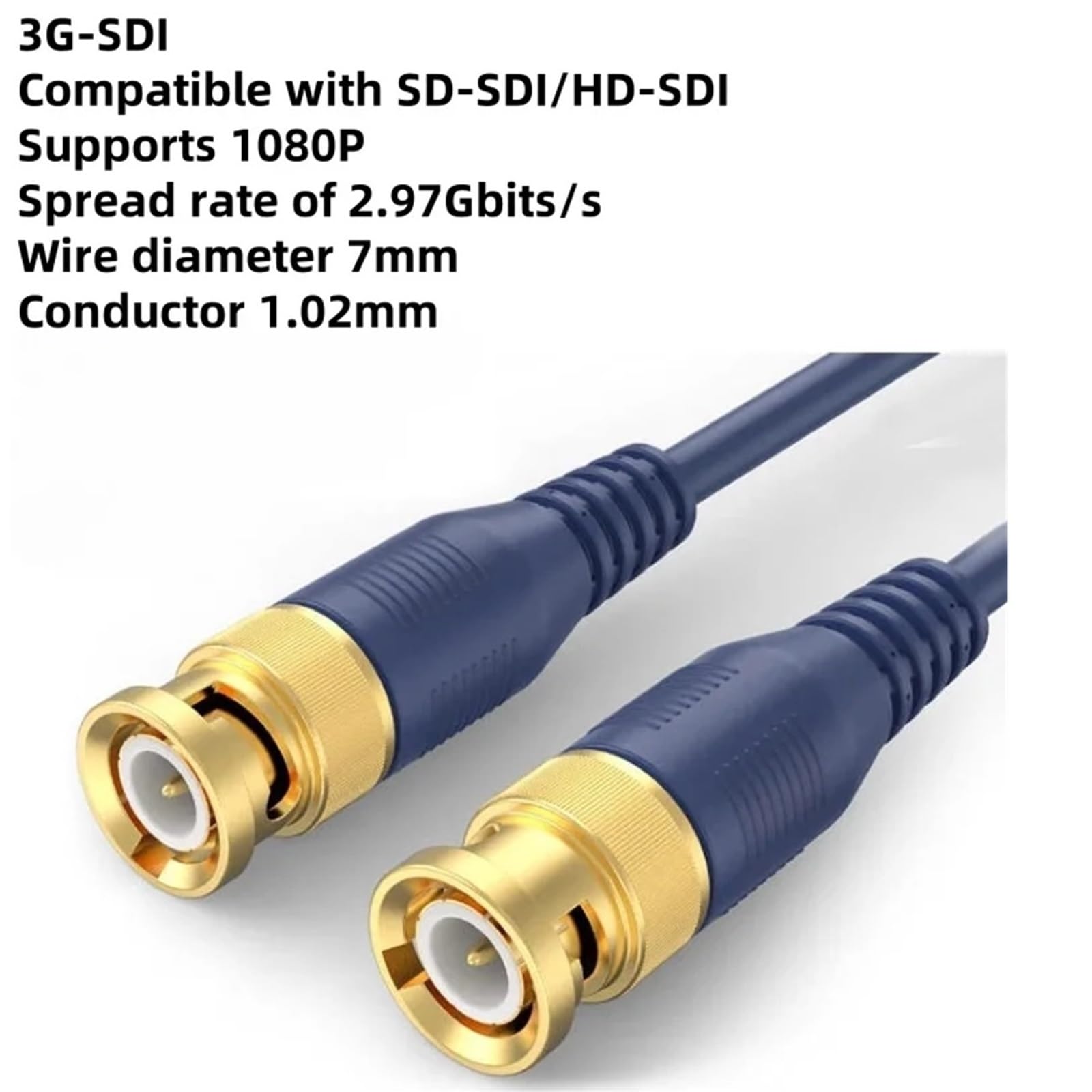 Kabel koncentryczny 12G-SDI BNC - linia transmisji sygnału 3G-SDI do monitorowania wideo - dostępny w rozmiarach 5 m, 10 m, 15 m, 20 m i 25 m (12G-SDI 10 m)