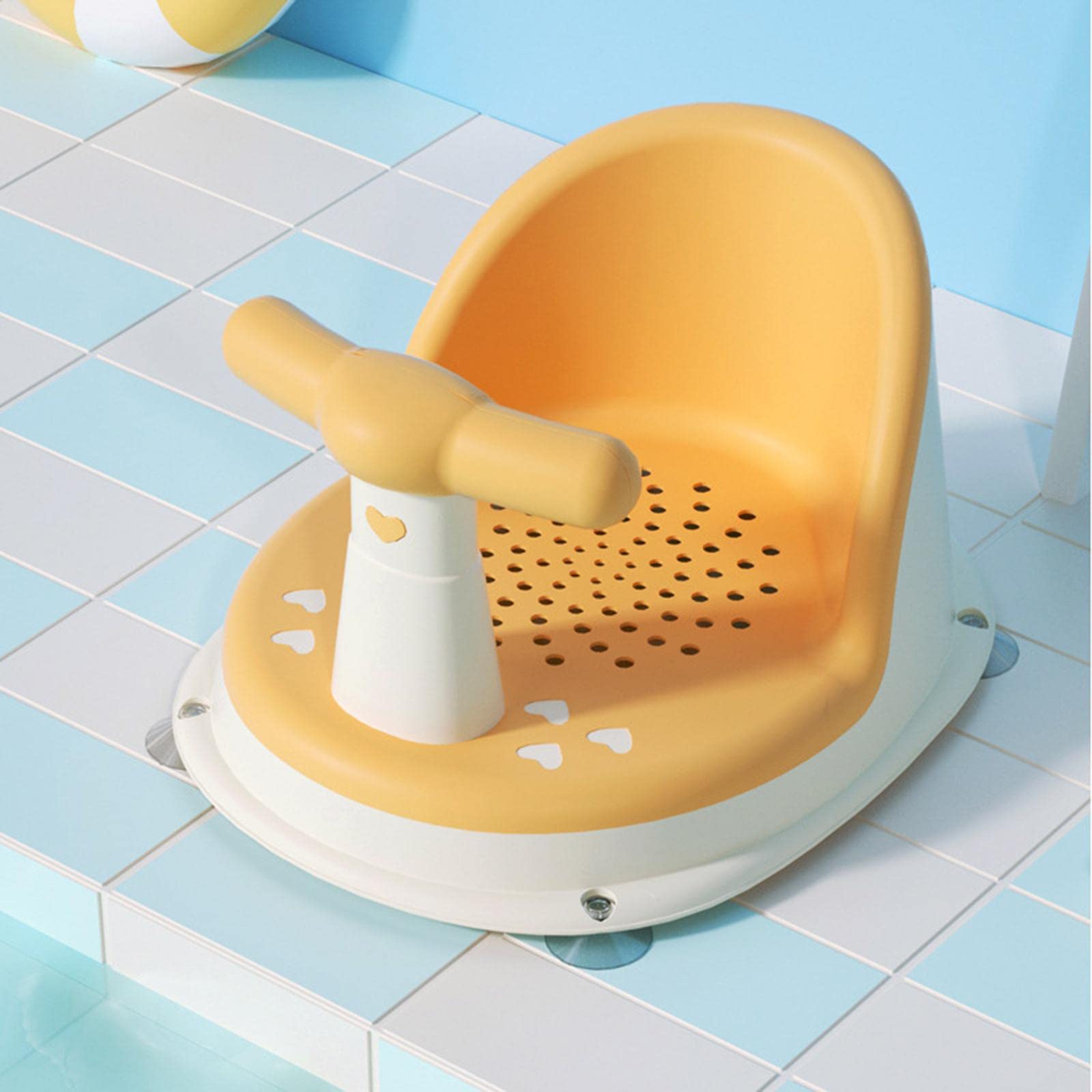 Asiento de Baño para Bebés con Diseño de Dibujos Animados, Asiento para Bañera con Ventosas para Bebés de 6 Meses con Respaldo.