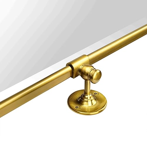 Miniatura 7 de TEHOME Espejo rectangular giratorio de 20 x 30 pulgadas, espejo de tocador de baño dorado cepillado con esquina redondeada con marco de metal,