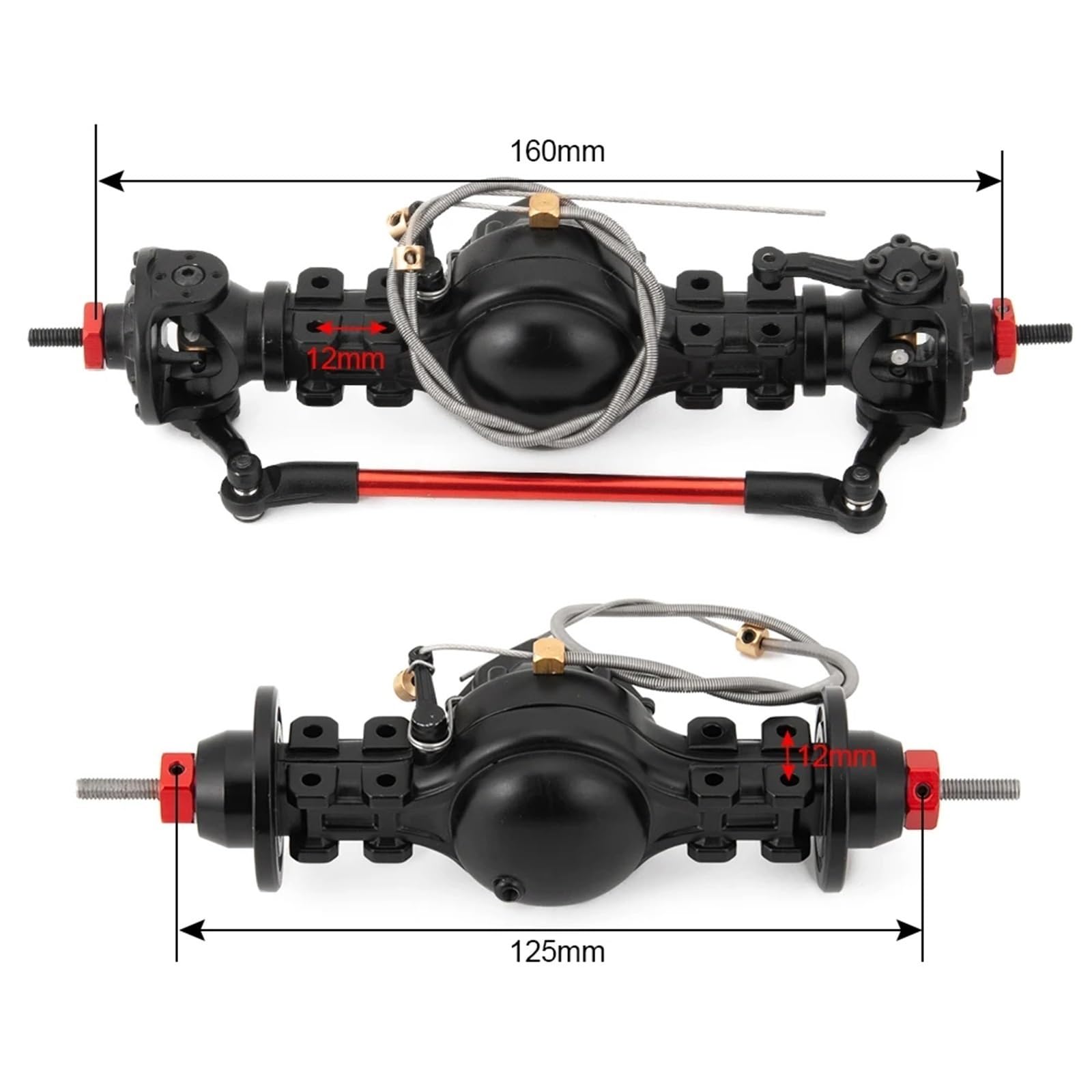RC-Autoteile Zubehör Für Tamiya Für Anhänger Für Traktor 1/14 RC Truck Auto-Tuning-Teile Metall-Vorder-/Hinterachsdifferential Eingebautes Stahlgetriebe Modifizierte Teile(Front and Rear)