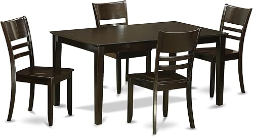 Miniatura 14 de East West Furniture CALY6-CAP-W Juego de mesa y sillas de cocina de 6 piezas contiene una mesa de comedor rectangular y 4 sillas de comedor con
