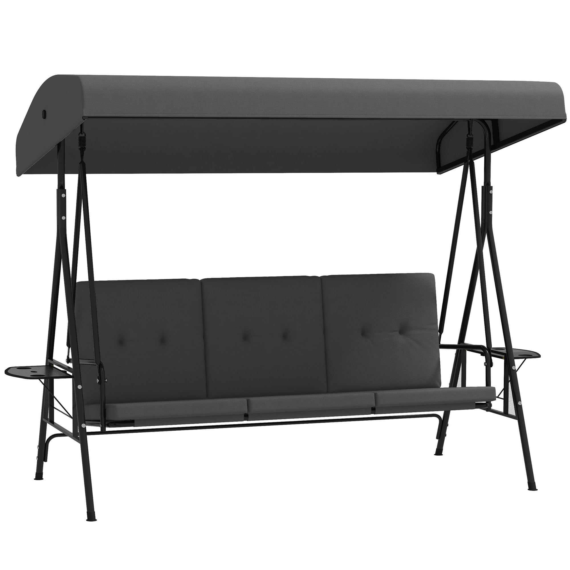 Outsunny Balancelle de Jardin 3 Places Grand Confort Toit réglable Acier Polyester Gris foncé