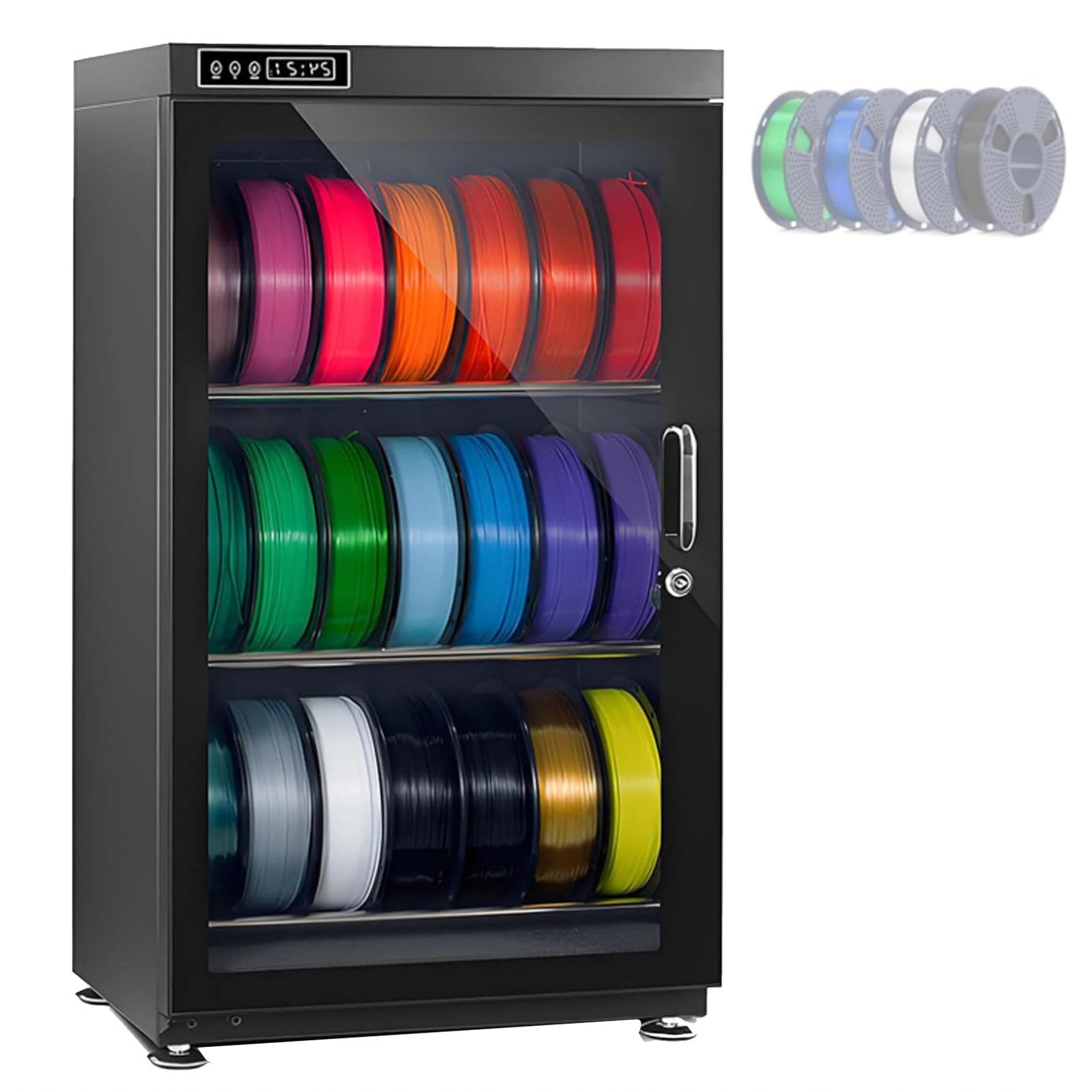 Oiyekntd 3D Printer Filament Storage Box Dehydrator, 3D Filament Dryer Box, w/Auto Humidity Control (RH15%-RH60%), for PLA, ABS, for Home, Office Workshop, Studio 115L
