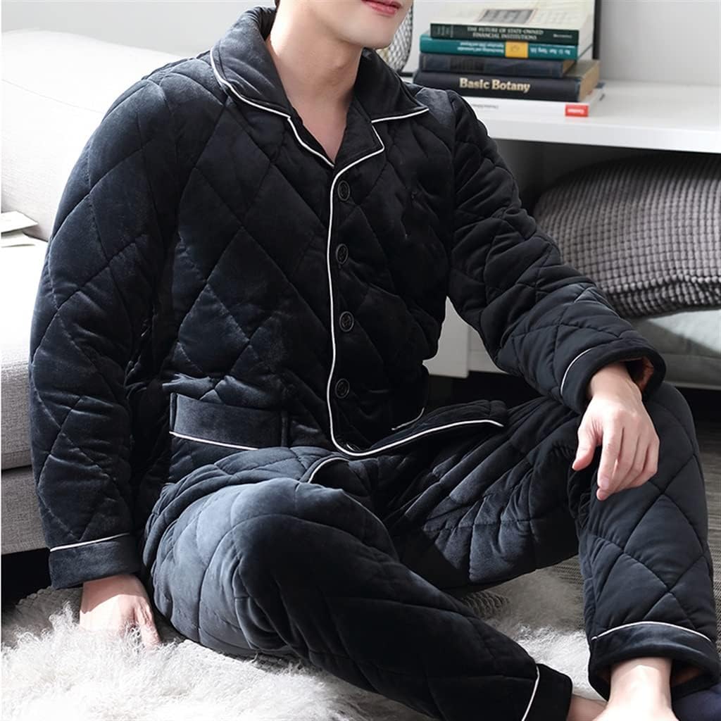 Pajamas Winter Warm Plus Velvet Quilted Jacket Autumn and Three-layer Thickened Flannel Suit