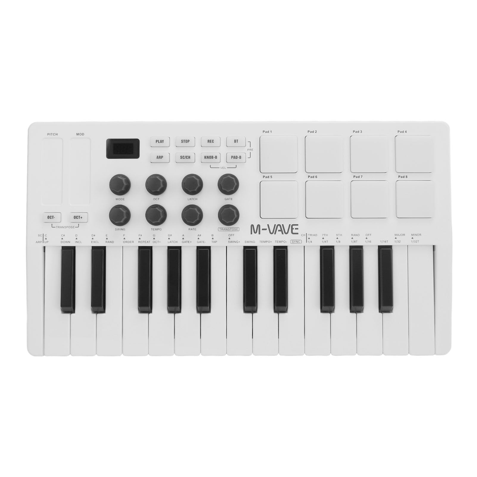 Drfeify Controller Tastiera MIDI Controller Tastiera MIDI USB Dinamica a 25 Tasti con 8 Pad RGB 8 Manopole Bluetooth Alimentato a Batteria per Produttori di Beat Produzione di Viaggi in Studio