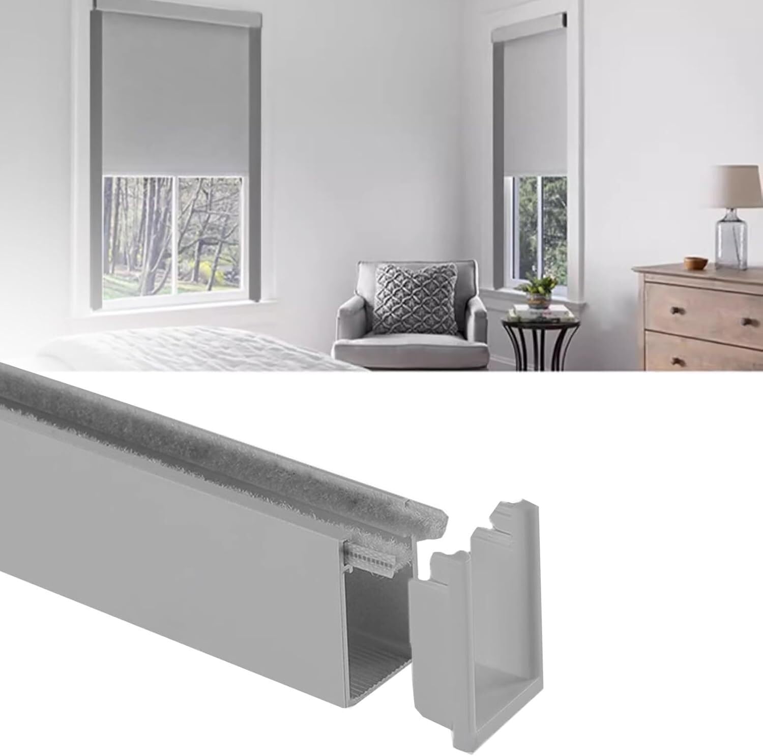 JvFbjLF Blackout Strips For U-shaped Track Bedroom Curtains/roller Blinds(Gray 2 Pcs,60cm(23.6in))