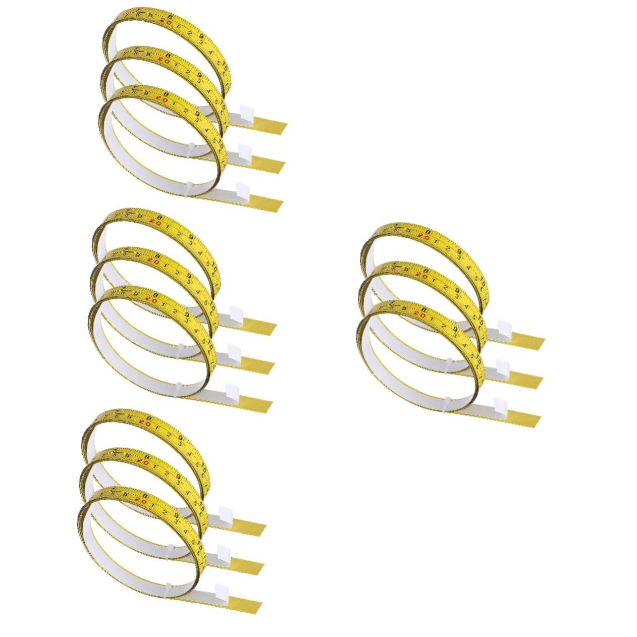 Gadpiparty 12pièces Règle Auto-adhésive Avec Échelles Impériale Et Métrique Tapis De Mesure Adhésif Pour Établis Et De Travail Installation Facile Et Précise