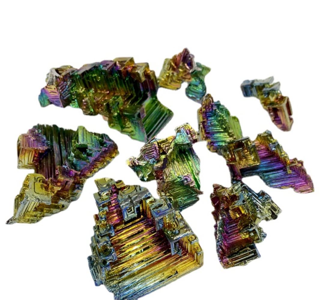 ausuky Natural Titanium Bismuth Rare Rainbow Metal Crystal Mineral Gemstone Home Decor