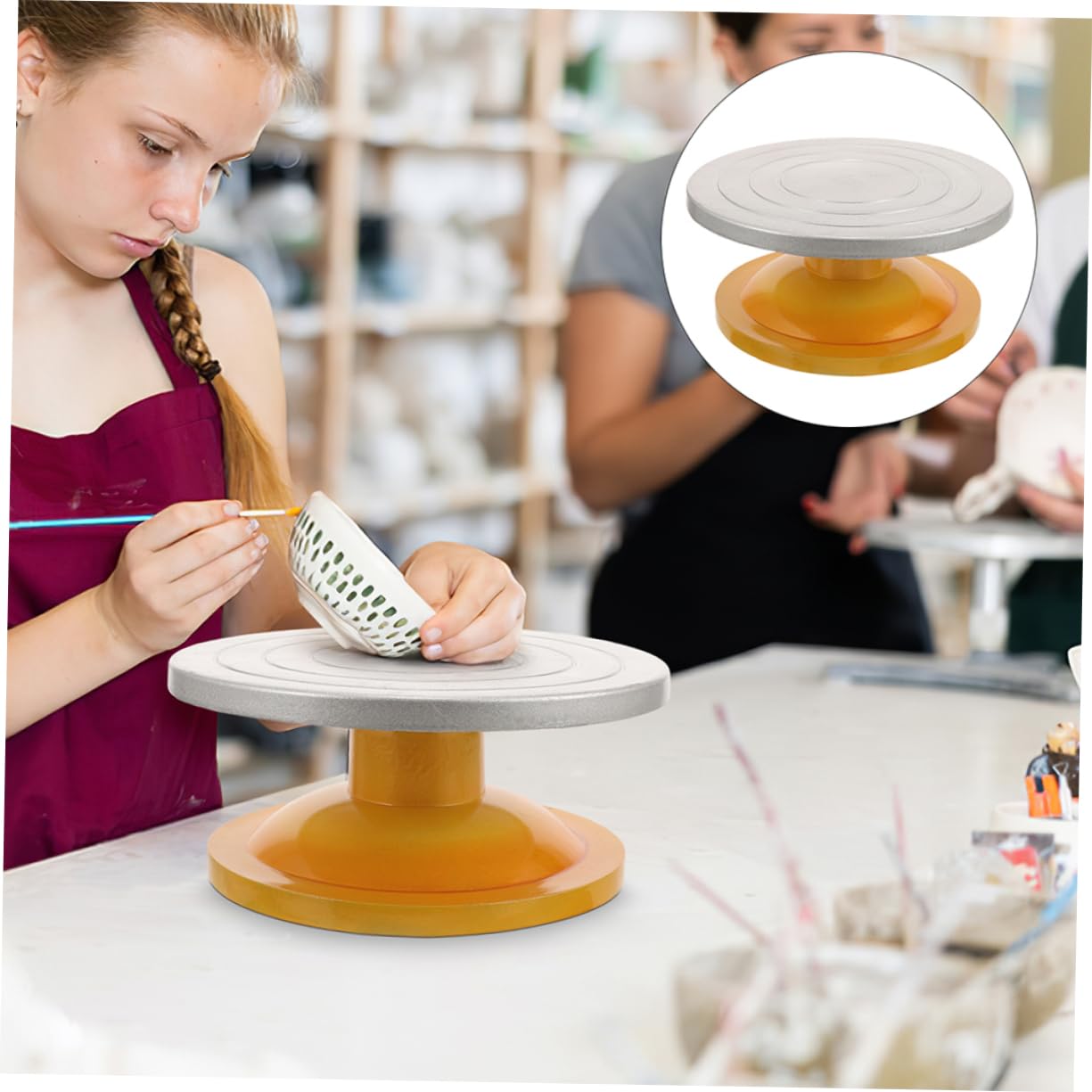 Drehbarer Tortendrehteller 2 Stück aus Metall und Kunststoff 25cm Verschleiß und Bruchfest für Kuchen Dekorieren und Backzubehör