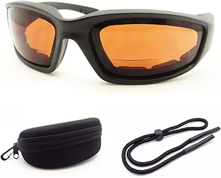 Bikershades Motorcycle Bifocal Sunglass Reader Safety Padded +1.50 HD Blue Light Blocking Lens Nylon Water Resistant Zipper Clip Hard Case & Strap