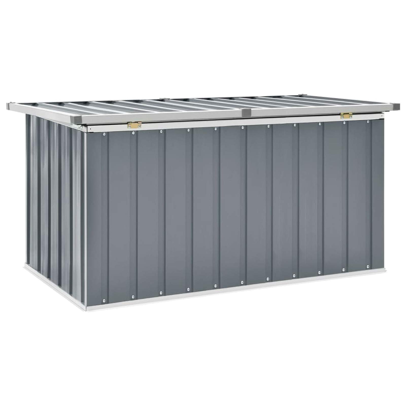 Festnight Gartenbox Wasserdicht Groß Metall Auflagenbox Garten Aufbewahrungsbox Draußen Kissenbox Gerätebox Gartentruhe Terrasse Balkon Outdoor Indoor, Grau 129x67x65 cm