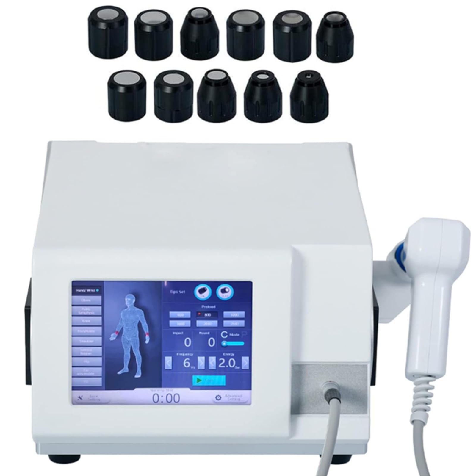 Macchina per Terapia Ad Onde D'urto Strumento Pneumatico per Fisioterapia Ad Onde D'urto Massaggiatore Muscolare Profondo Dispositivo Relax con 11 Teste Massaggianti per Sollievo dal Dolore