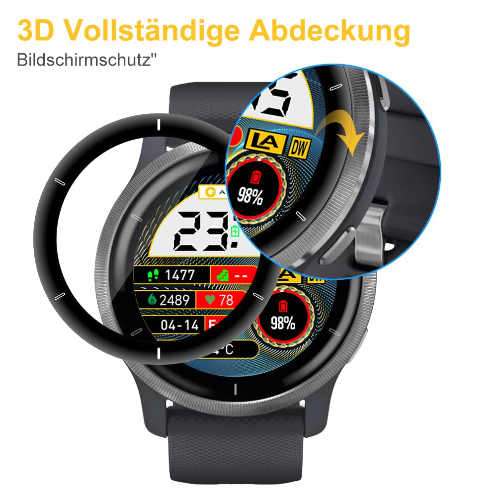 Bodyguard Panzerglas Für Garmin Venu 3s - Displayschutzfolie, 3D Vollfläche, Ultraklar & Kratzfest