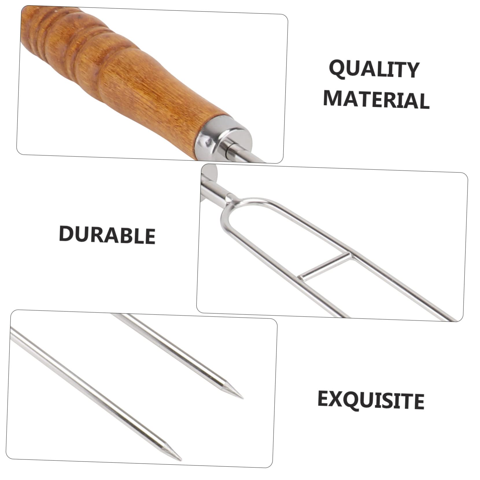 6 pezzi Spiedini da Bbq Inossidabile con Legno da Forchette per Arrostire con per Carne e Verdure Accessori Professionali per Barbecue Outdoor