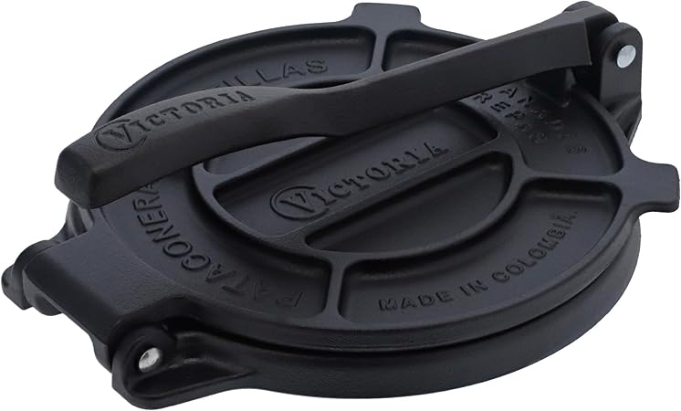 Victoria 8 Inches Cast Iron Tortilla Press, Roti Maker and Tortilladora, Pataconera Seasoned with Flaxseed Oil, Made in Colombia