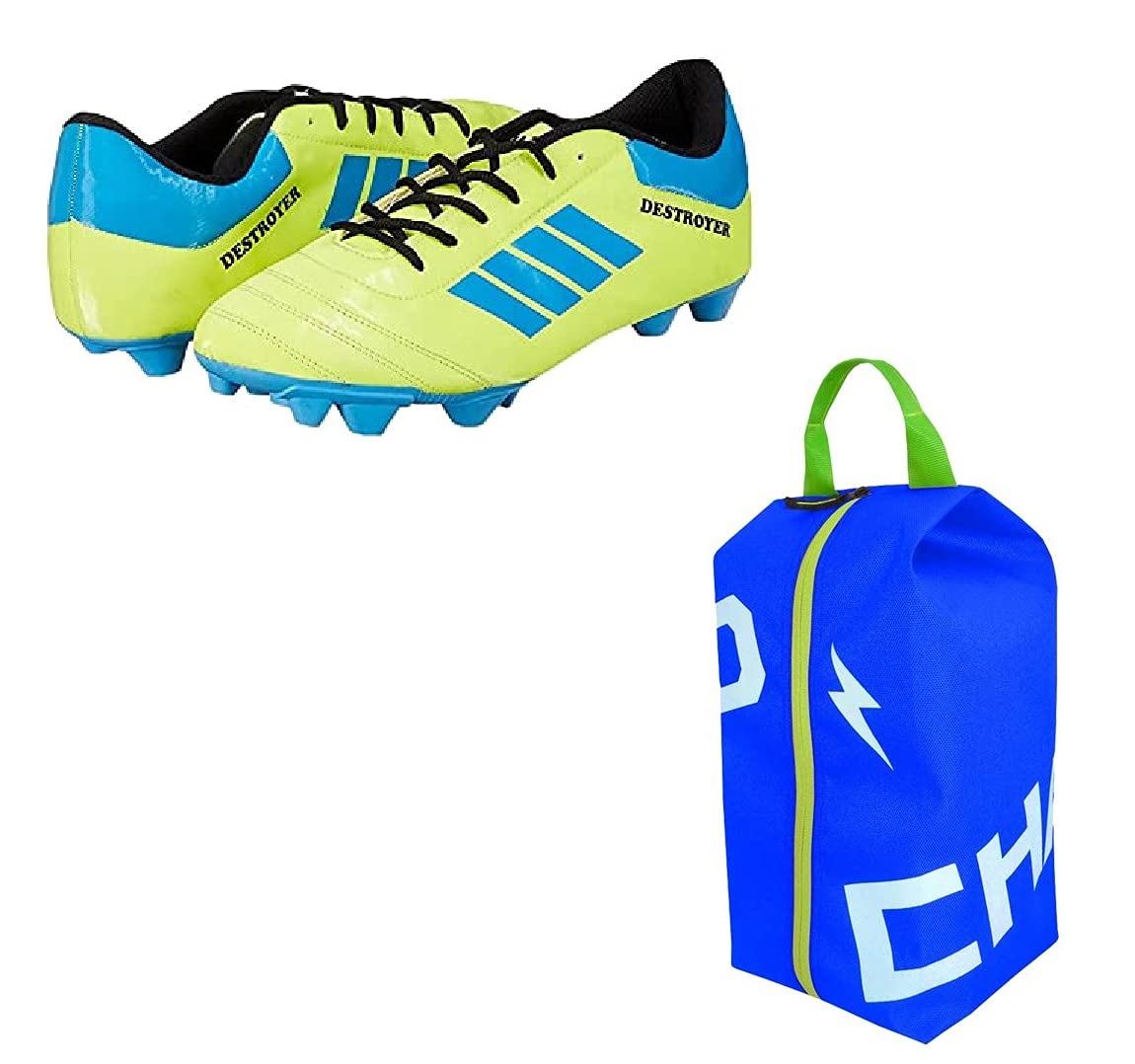 Charged Sports Bag Easy Pack Blue With Gowin Football Shoe Destroyer Cyan Size-7