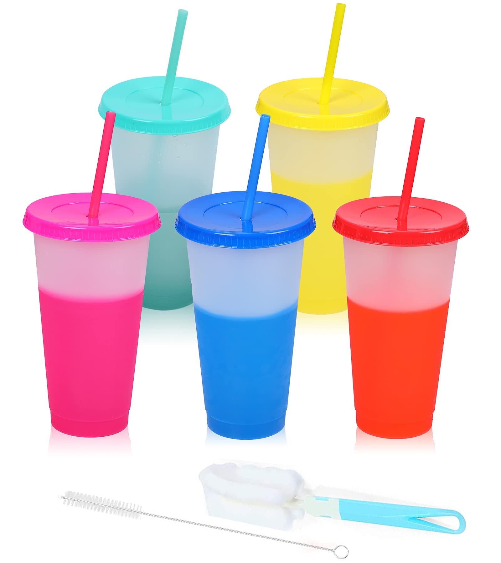 5 Pcs Tasse En Plastique Réutilisable Tasse Change De Couleur Verres
