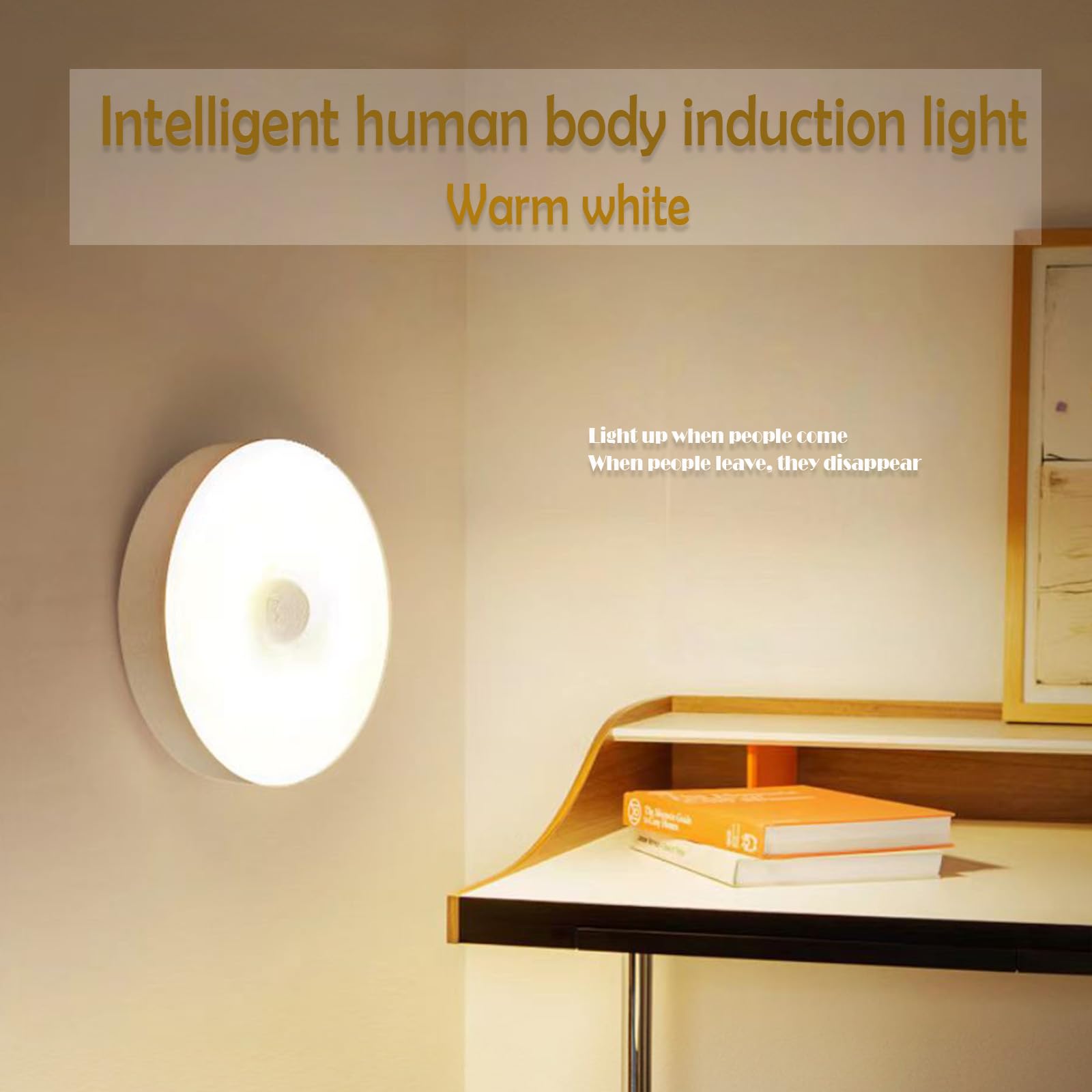 MEgegulo Motion Sensor Night Light, Warm White Indoor USB Rechargeable LED, Stair Magnetic lamp for Cupboard Hallway, Kitchen - Image 3