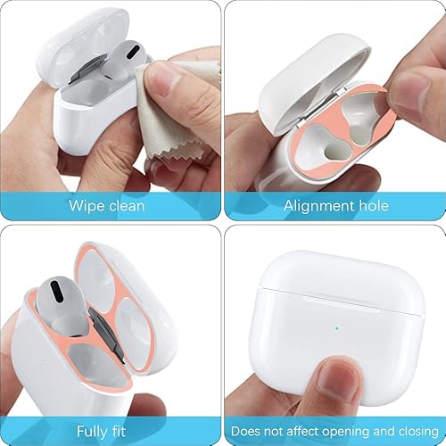 Miniatura 5 de Funda protectora antipolvo de metal para Apple AirPods 3, película protectora ultra delgada, cubierta resistente a los arañazos, evita virutas de