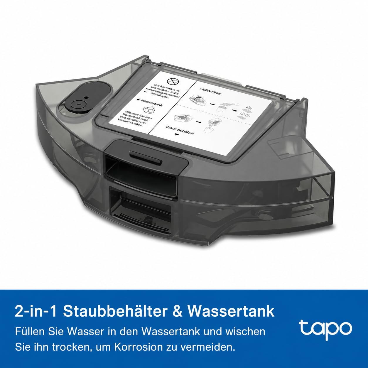 Tapo RVA500 Original Ersatzset für Tapo RV20/RV30 Serie, Staubbehälter & Wassertank, Wischtuch Ersatz-Set und HEPA-Filter