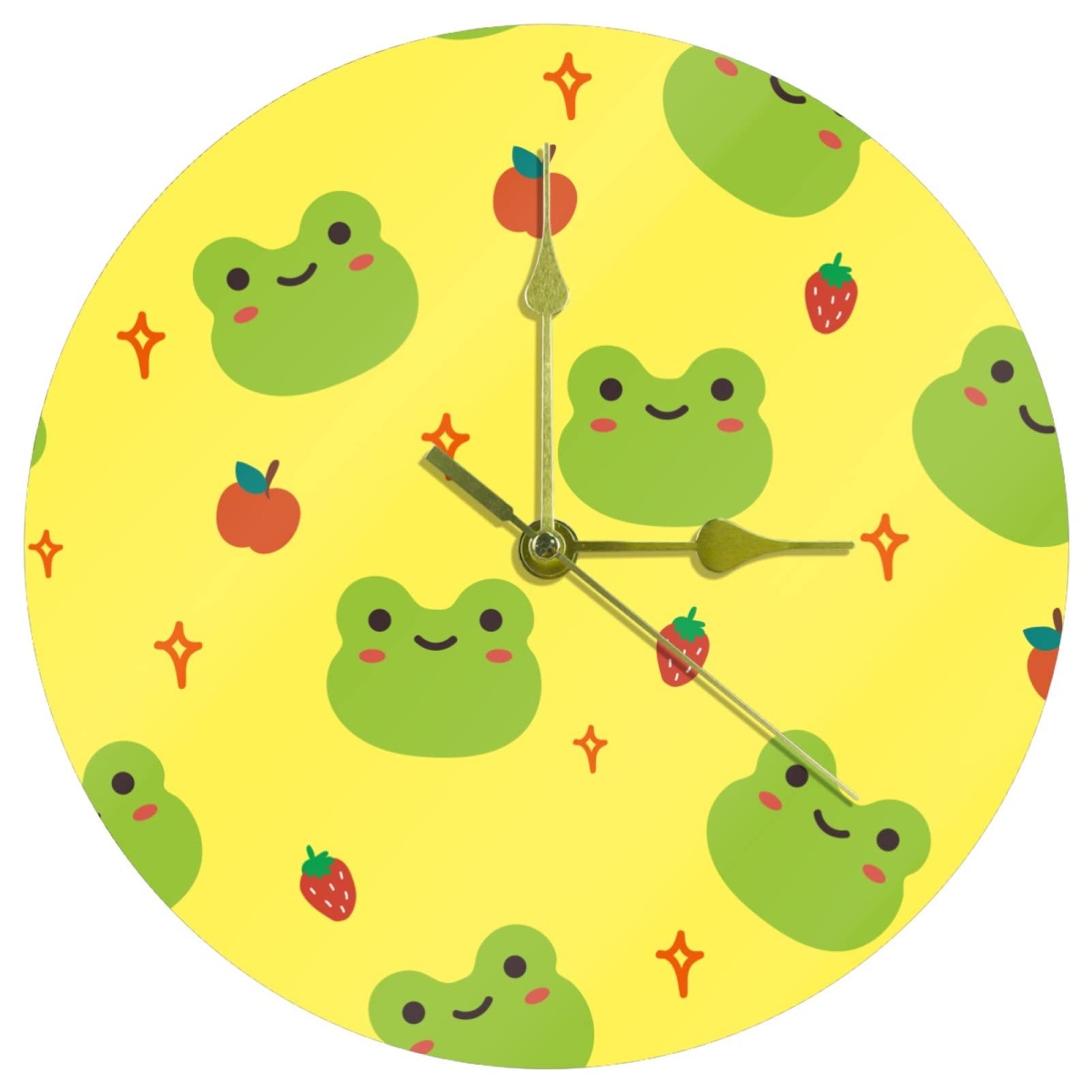 Horloge murale grenouille dessin animé en acrylique de 24 cm