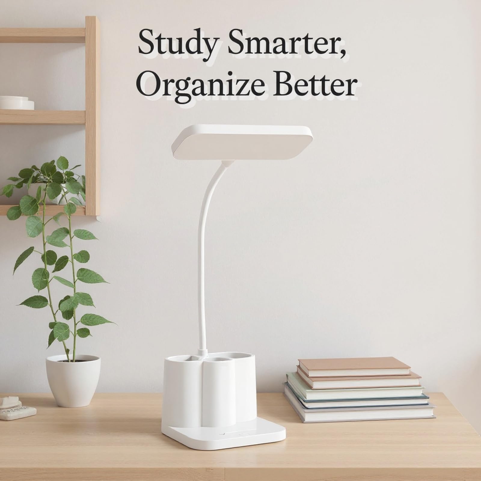Lámpara de escritorio pequeña, luz de lectura LED con soporte para bolígrafo, lámpara de mesa recargable por USB, atenuación continua, temperatura de color ajustable, uso inalámbrico o con cable